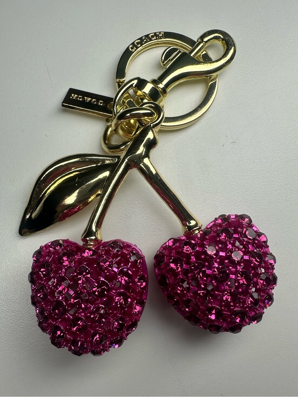 Coach Crystal Cherry Bag Charm Gold Keychain Dogleash